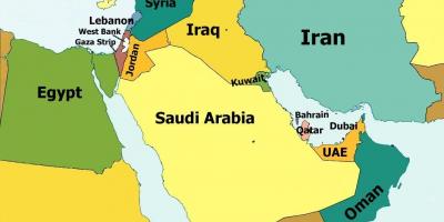 नक्शे के बहरीन और आसपास के देशों